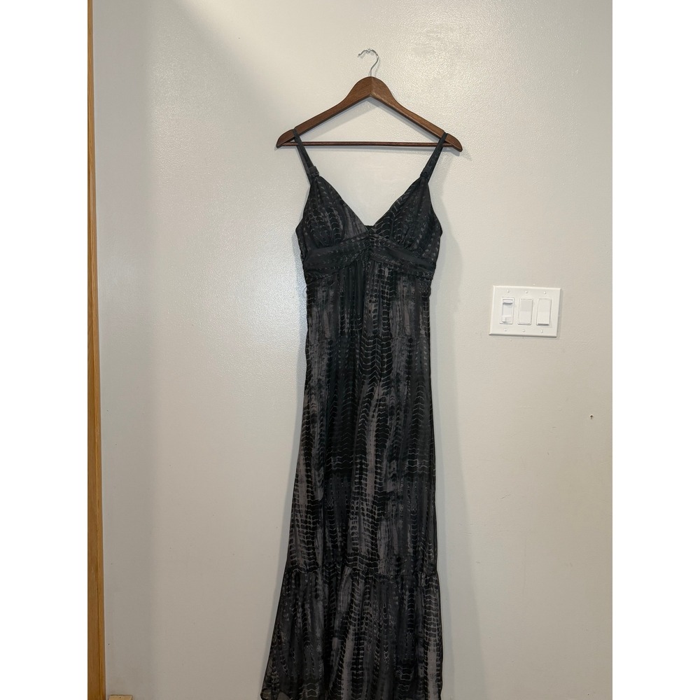 Eyelash Couture Womens Grey Black Snake Skin Maxi Dress Empire Waist Boho Size M